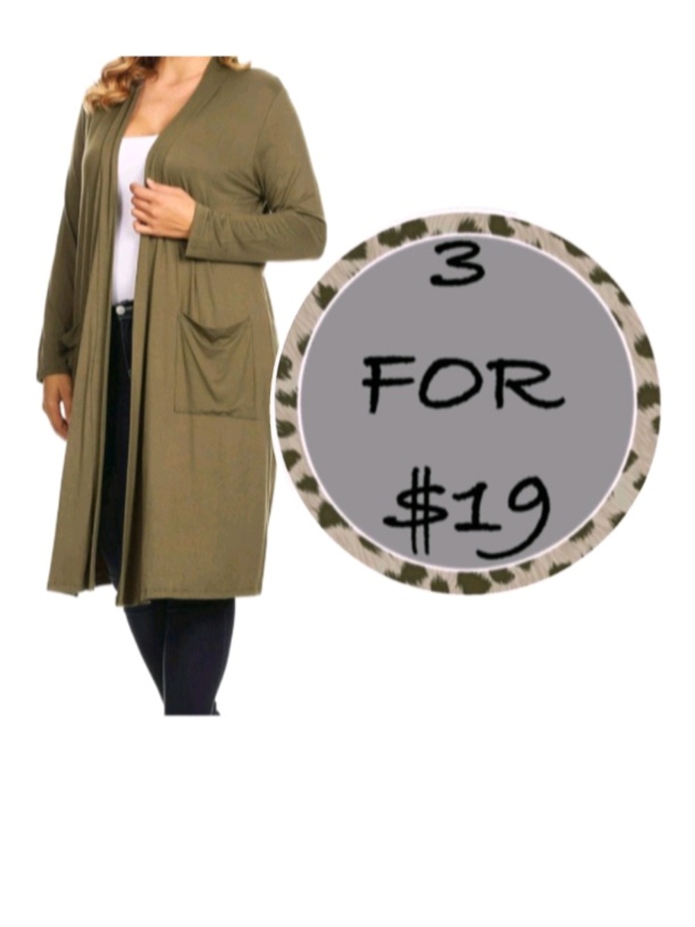 3/$19 Zenana outfitters open front cardigan tunic blouse long sleeve top